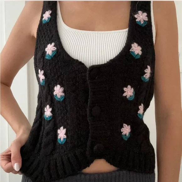 For Love and Lemons Floral Knit Vest - Picture 3 of 6
